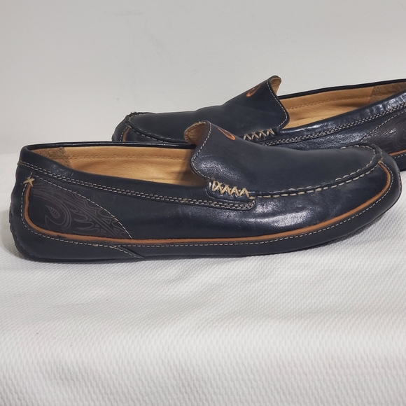 OlyKai Lokahi Driving Moccasin Loafers Black Leather Slip On Men's   10 - Picture 5 of 9